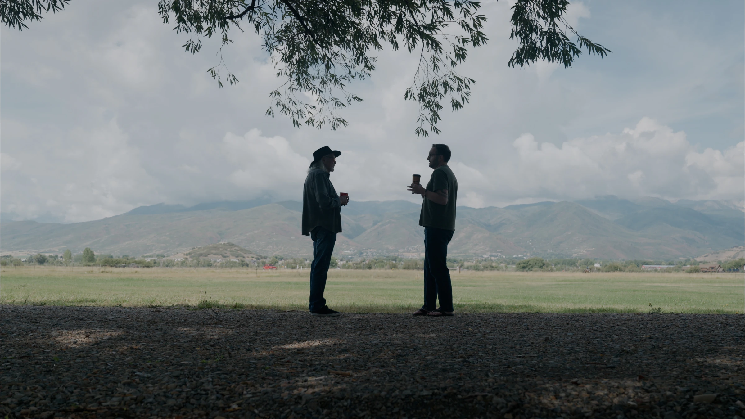 A conversation beneath a tree in Heber, Utah